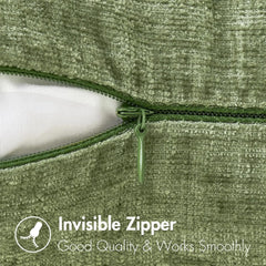 Chenille Throw Pillow Covers Green Soft Solid Cushion Cover for Sofa Living Room Plush Accent Spring Pillowcases for Home Decor