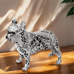 Colorful Standing Graffiti Bulldog Statue, Water Transfer Printing Resin Dog Crafts, Home Wine Cabinet Office Desktop Decoration