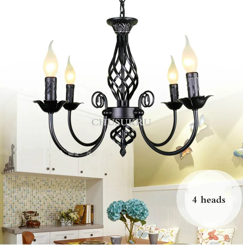 Retro Industrial Chandelier Light 3/4/5/6 heads European Wrought Iron Lamps For Living Room Bar Restaurant E14 Lustre Luminaria