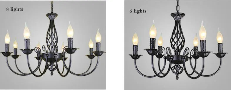 Retro Industrial Chandelier Light 3/4/5/6 heads European Wrought Iron Lamps For Living Room Bar Restaurant E14 Lustre Luminaria