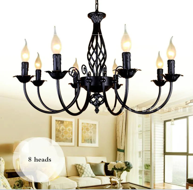 Retro Industrial Chandelier Light 3/4/5/6 heads European Wrought Iron Lamps For Living Room Bar Restaurant E14 Lustre Luminaria