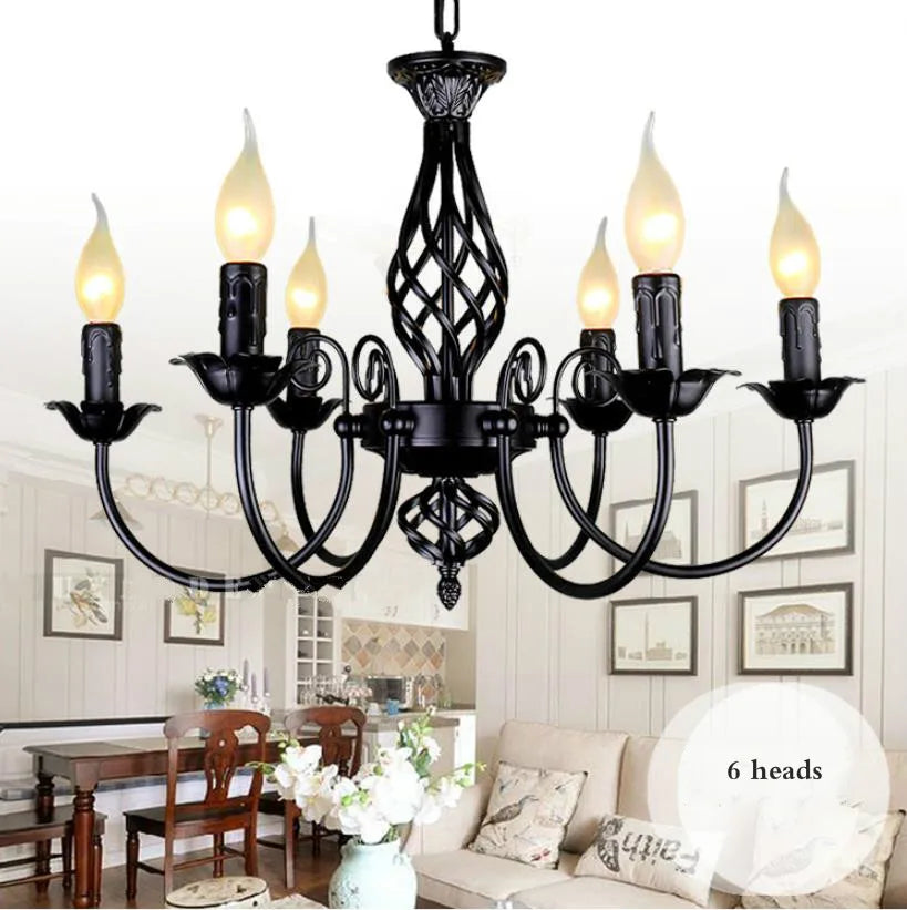 Retro Industrial Chandelier Light 3/4/5/6 heads European Wrought Iron Lamps For Living Room Bar Restaurant E14 Lustre Luminaria