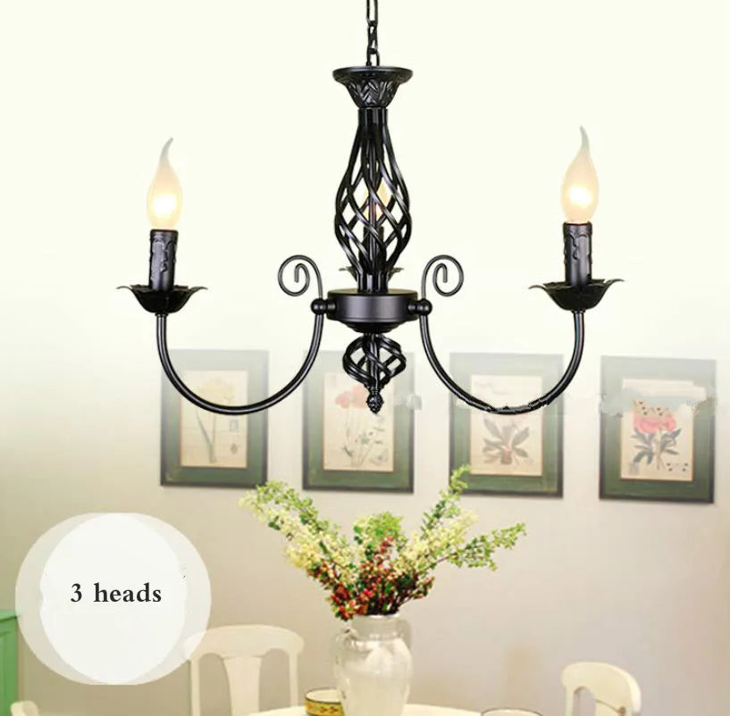 Retro Industrial Chandelier Light 3/4/5/6 heads European Wrought Iron Lamps For Living Room Bar Restaurant E14 Lustre Luminaria