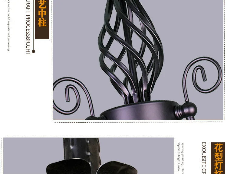 Retro Industrial Chandelier Light 3/4/5/6 heads European Wrought Iron Lamps For Living Room Bar Restaurant E14 Lustre Luminaria