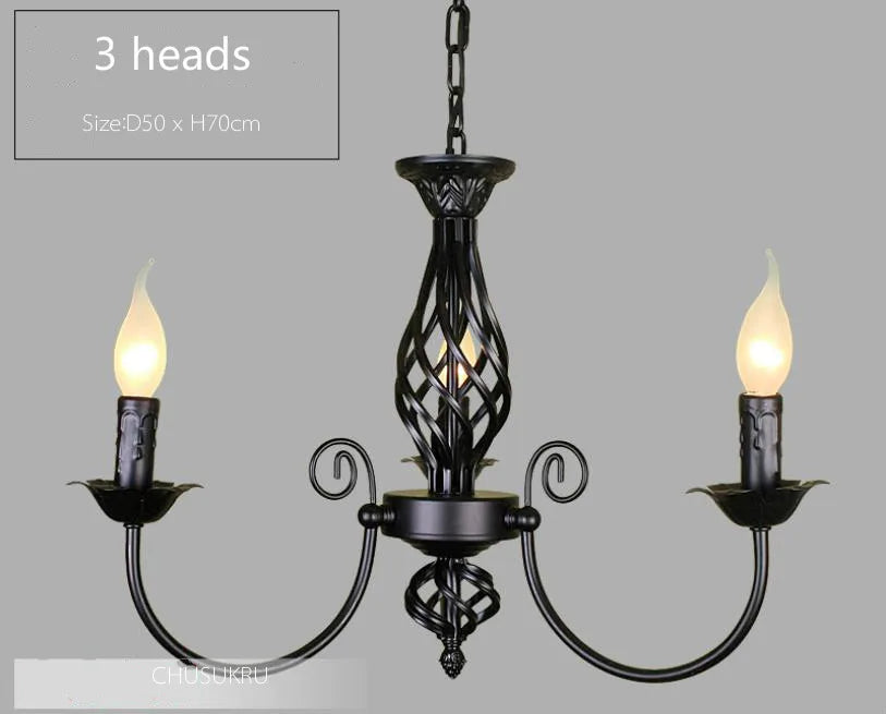 Retro Industrial Chandelier Light 3/4/5/6 heads European Wrought Iron Lamps For Living Room Bar Restaurant E14 Lustre Luminaria