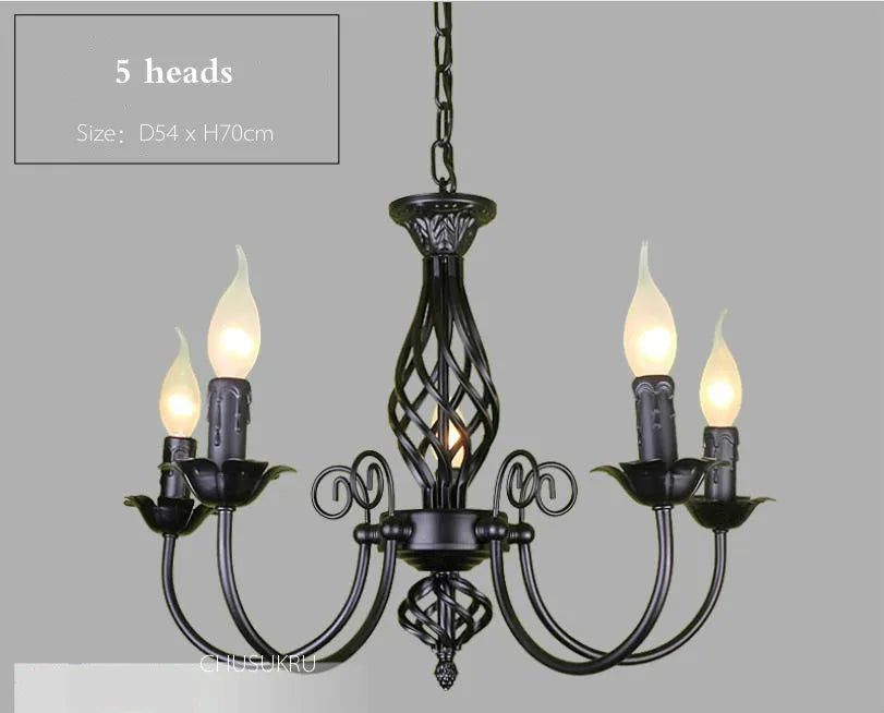 Retro Industrial Chandelier Light 3/4/5/6 heads European Wrought Iron Lamps For Living Room Bar Restaurant E14 Lustre Luminaria