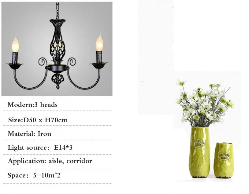 Retro Industrial Chandelier Light 3/4/5/6 heads European Wrought Iron Lamps For Living Room Bar Restaurant E14 Lustre Luminaria