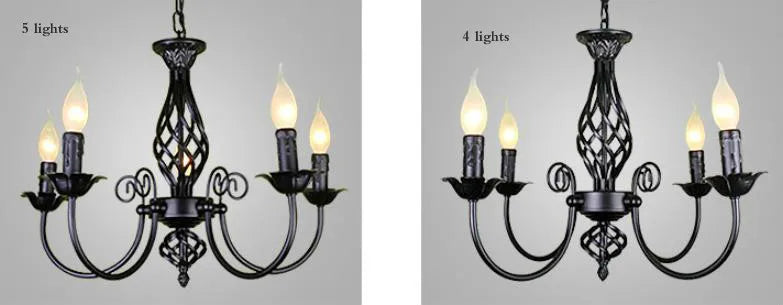 Retro Industrial Chandelier Light 3/4/5/6 heads European Wrought Iron Lamps For Living Room Bar Restaurant E14 Lustre Luminaria