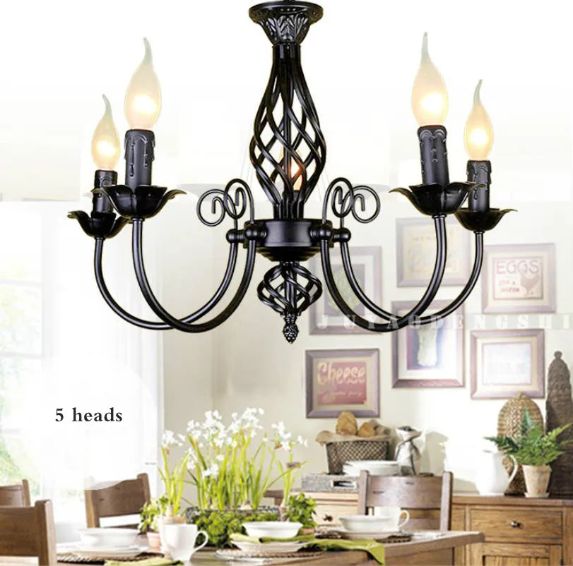 Retro Industrial Chandelier Light 3/4/5/6 heads European Wrought Iron Lamps For Living Room Bar Restaurant E14 Lustre Luminaria