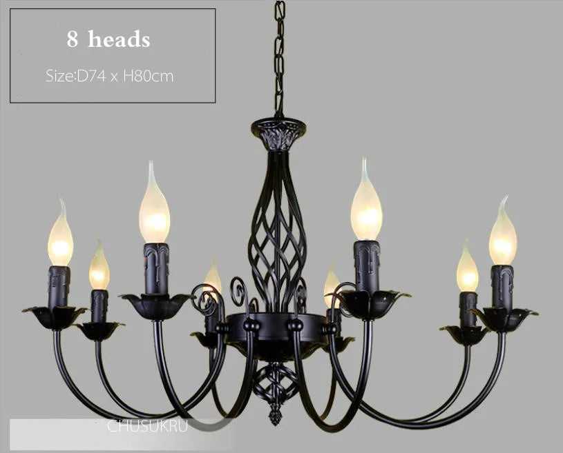 Retro Industrial Chandelier Light 3/4/5/6 heads European Wrought Iron Lamps For Living Room Bar Restaurant E14 Lustre Luminaria