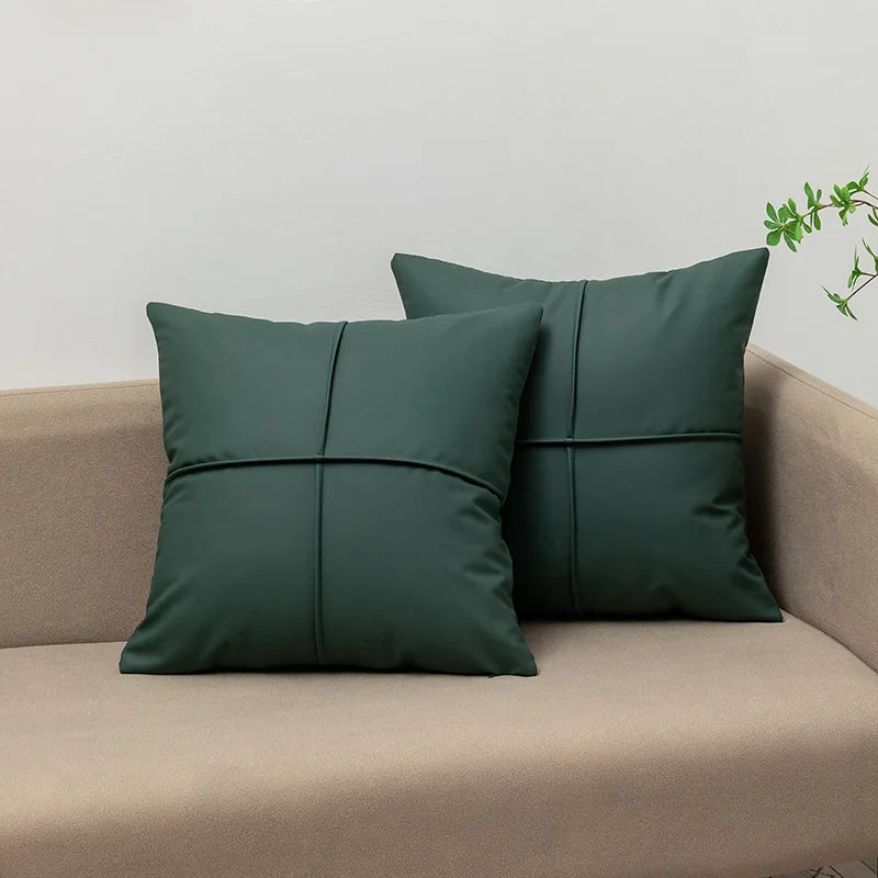Luxury Tech Fabric Sofa Cushion Waterproof Faux Leather Wash-Free Pillow for Living Room Bedroom Bedside and Lumbar Support