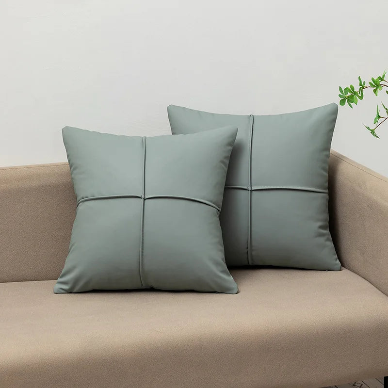 Luxury Tech Fabric Sofa Cushion Waterproof Faux Leather Wash-Free Pillow for Living Room Bedroom Bedside and Lumbar Support