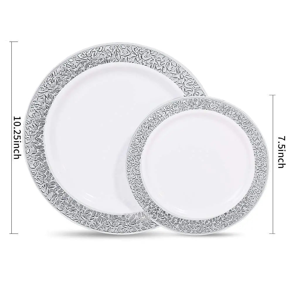 40/20pcs Gold Plastic Plates,Party Dinner Plates and Salad/Dessert Plates Combo,Heavy Duty Plastic Plates for Parties Wedding