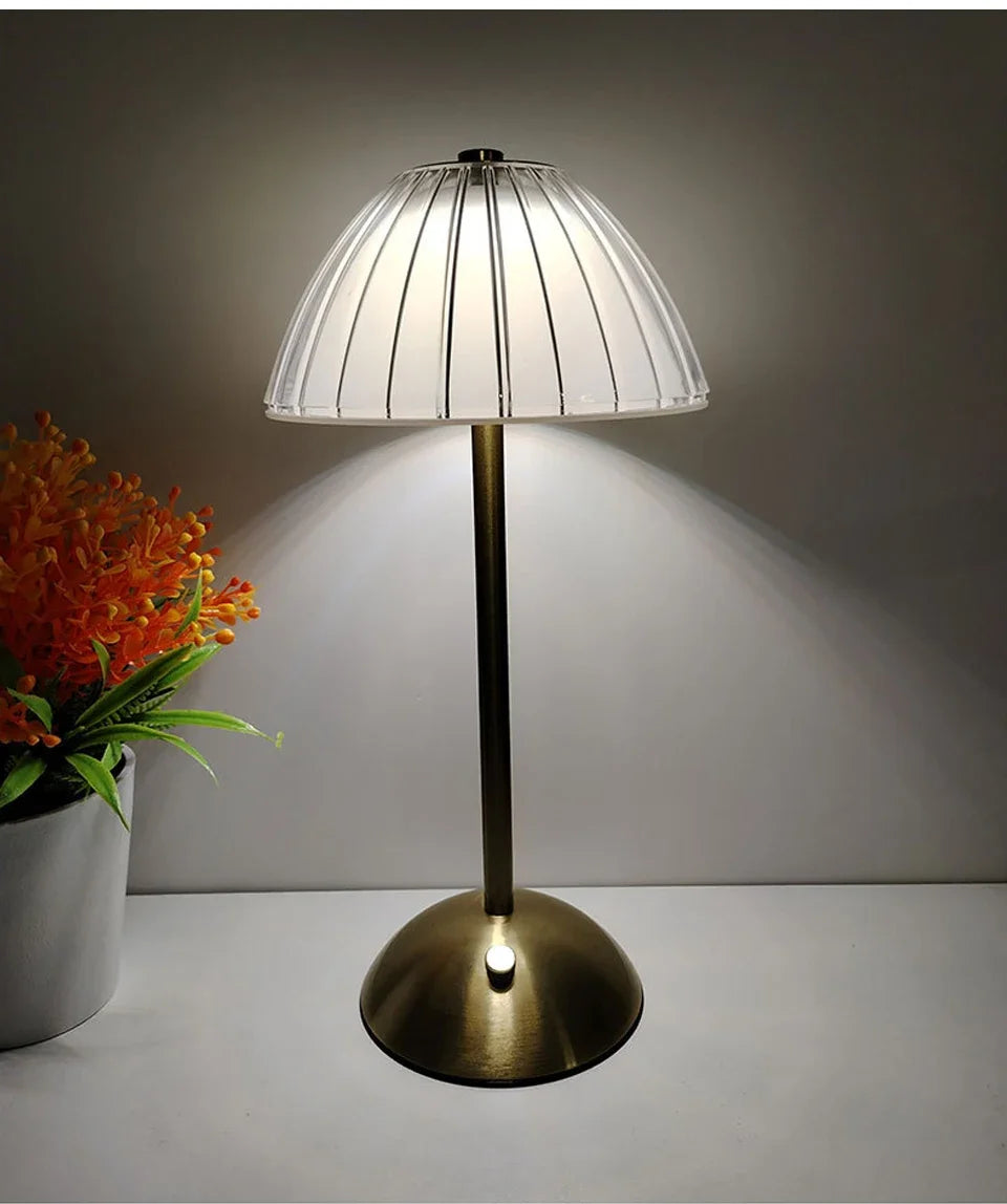 Crystal Led Table Lamp Rechargeable Book Light Night Light for Reading Bedside Bedroom Atmosphere Retro Hotel Bar Decor Dimmable