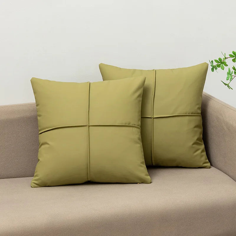 Luxury Tech Fabric Sofa Cushion Waterproof Faux Leather Wash-Free Pillow for Living Room Bedroom Bedside and Lumbar Support