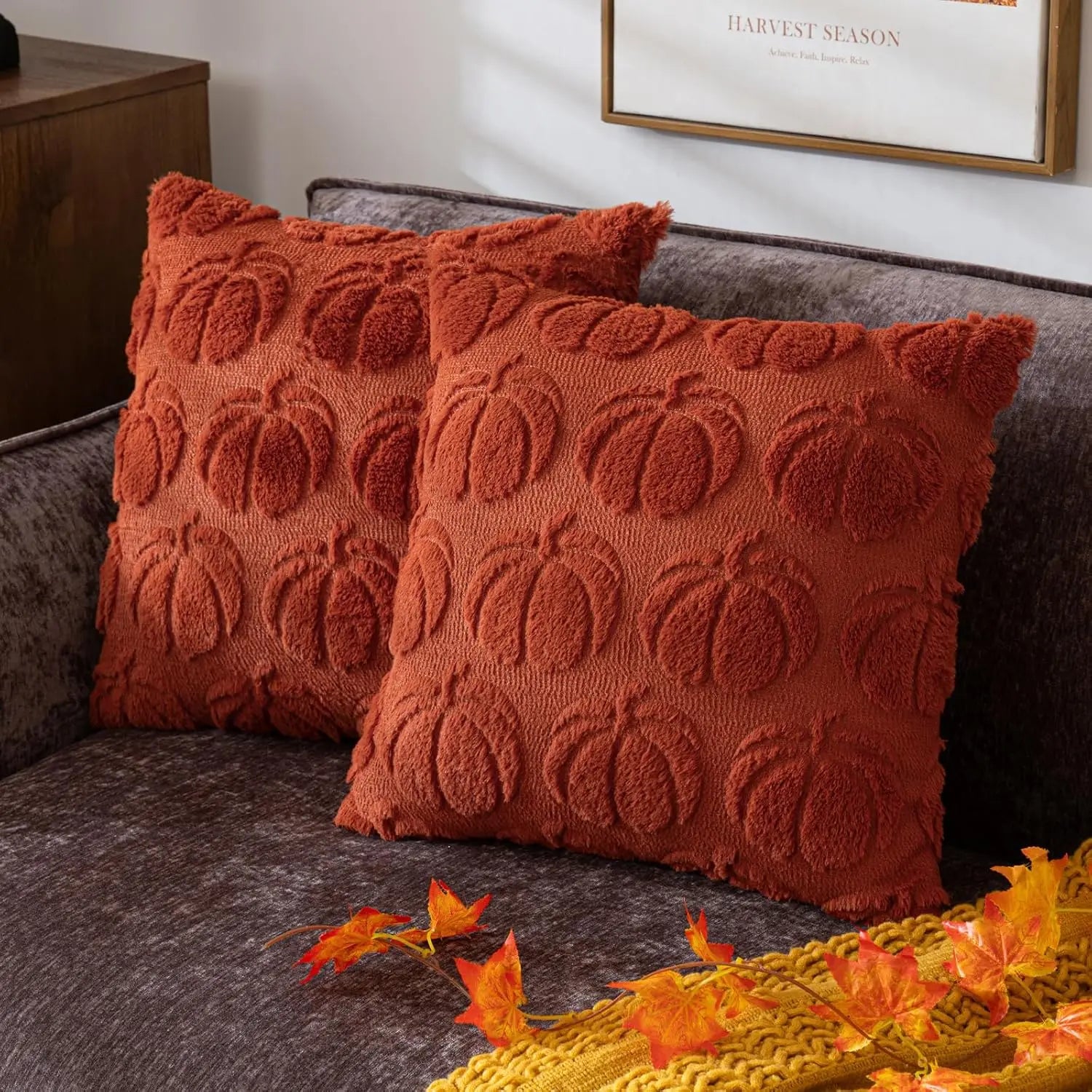 Chenille Throw Pillow Covers Green Soft Solid Cushion Cover for Sofa Living Room Plush Accent Spring Pillowcases for Home Decor