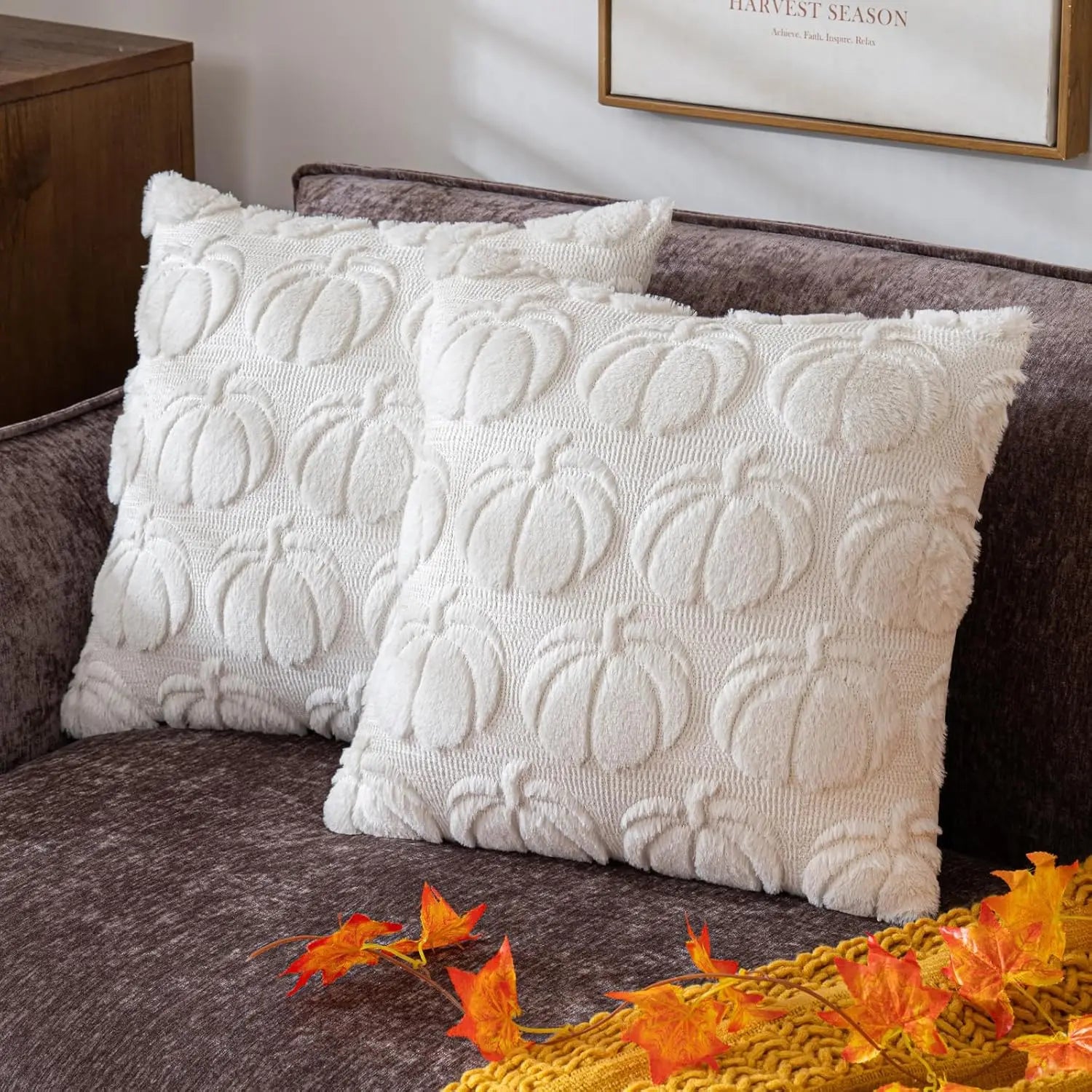 Chenille Throw Pillow Covers Green Soft Solid Cushion Cover for Sofa Living Room Plush Accent Spring Pillowcases for Home Decor