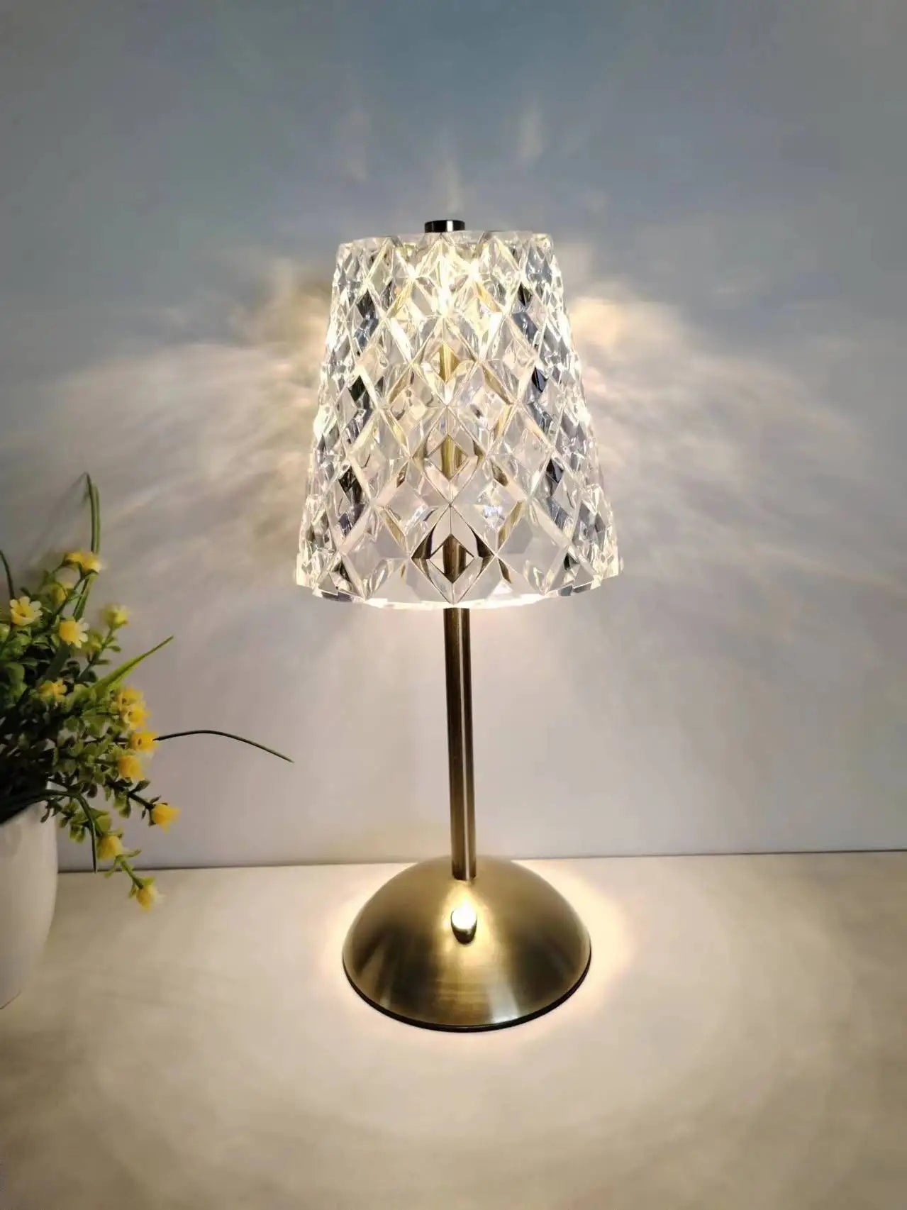 Crystal Led Table Lamp Rechargeable Book Light Night Light for Reading Bedside Bedroom Atmosphere Retro Hotel Bar Decor Dimmable