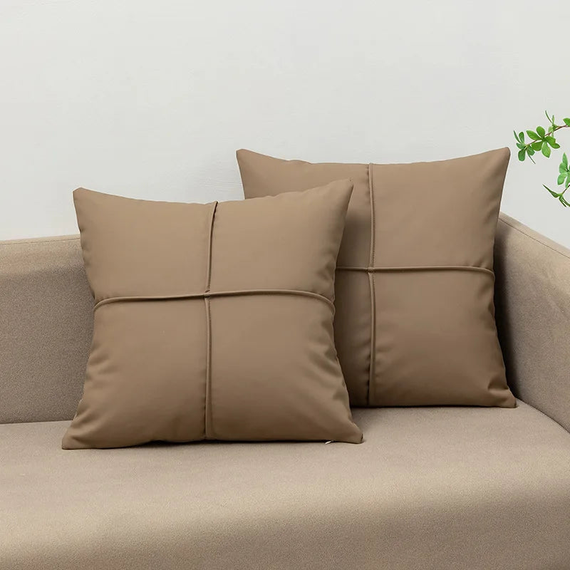 Luxury Tech Fabric Sofa Cushion Waterproof Faux Leather Wash-Free Pillow for Living Room Bedroom Bedside and Lumbar Support