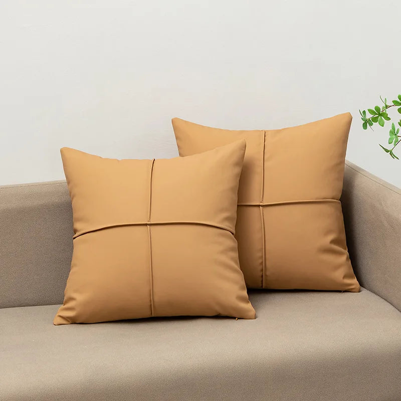 Luxury Tech Fabric Sofa Cushion Waterproof Faux Leather Wash-Free Pillow for Living Room Bedroom Bedside and Lumbar Support