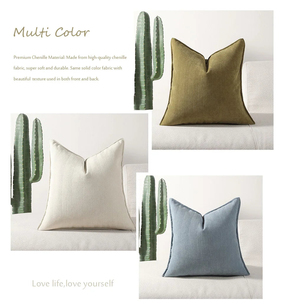 MACT Decorative Pillow Covers Soft Chenille Couch Throw Pillow Cushion Covers with Elegant Design for Sofa Bedroom Living Room