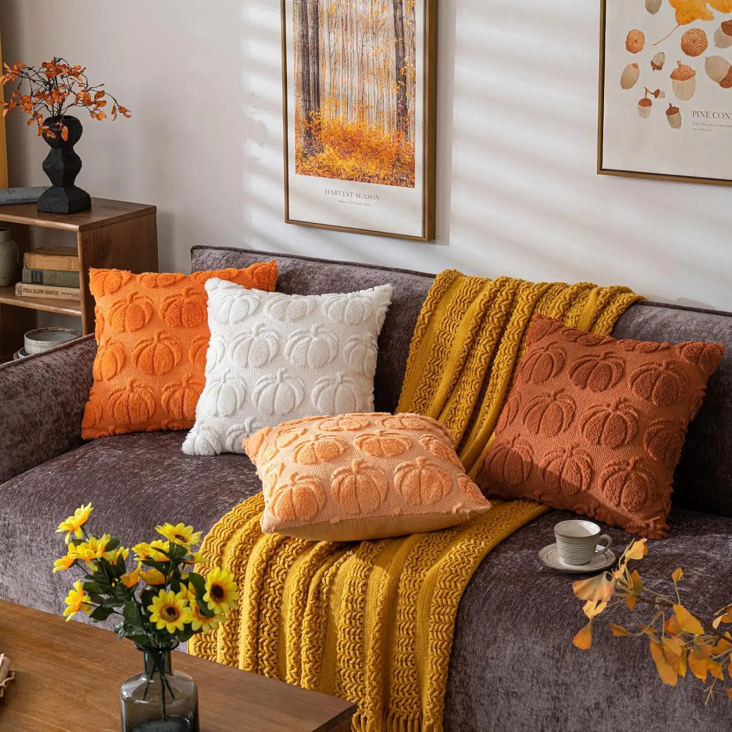 Chenille Throw Pillow Covers Green Soft Solid Cushion Cover for Sofa Living Room Plush Accent Spring Pillowcases for Home Decor