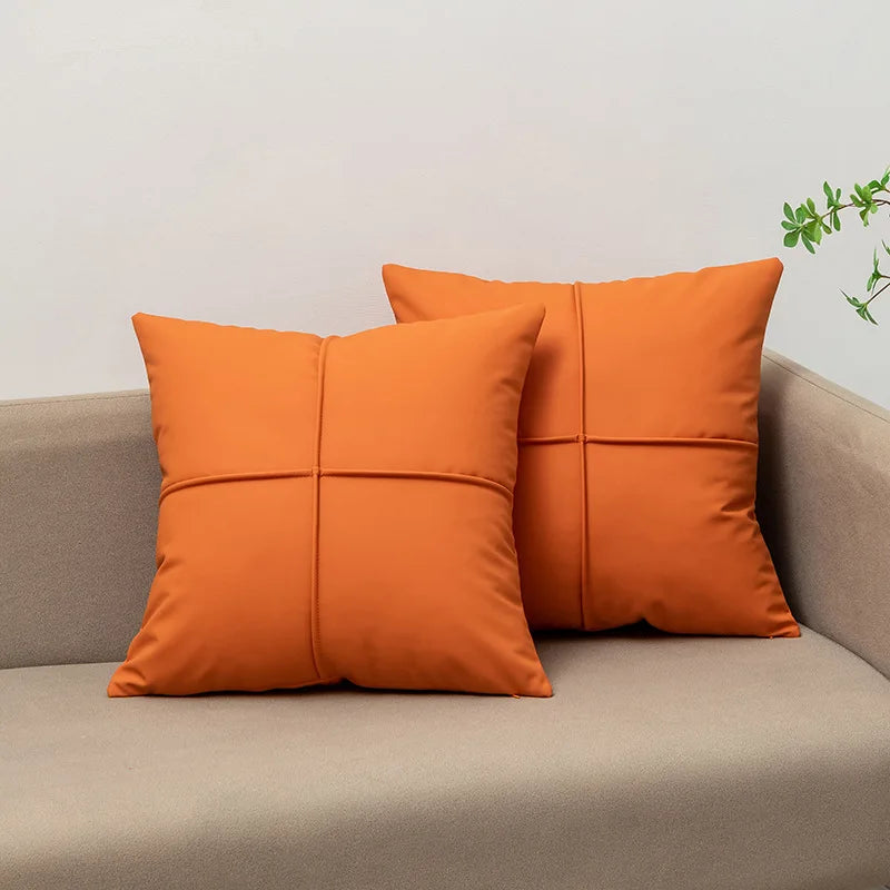 Luxury Tech Fabric Sofa Cushion Waterproof Faux Leather Wash-Free Pillow for Living Room Bedroom Bedside and Lumbar Support