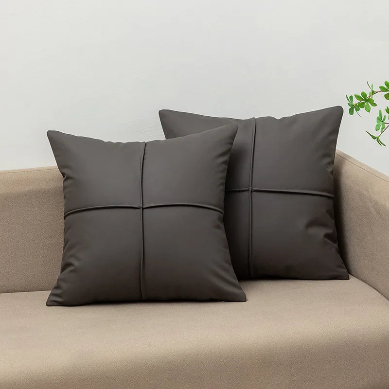 Luxury Tech Fabric Sofa Cushion Waterproof Faux Leather Wash-Free Pillow for Living Room Bedroom Bedside and Lumbar Support