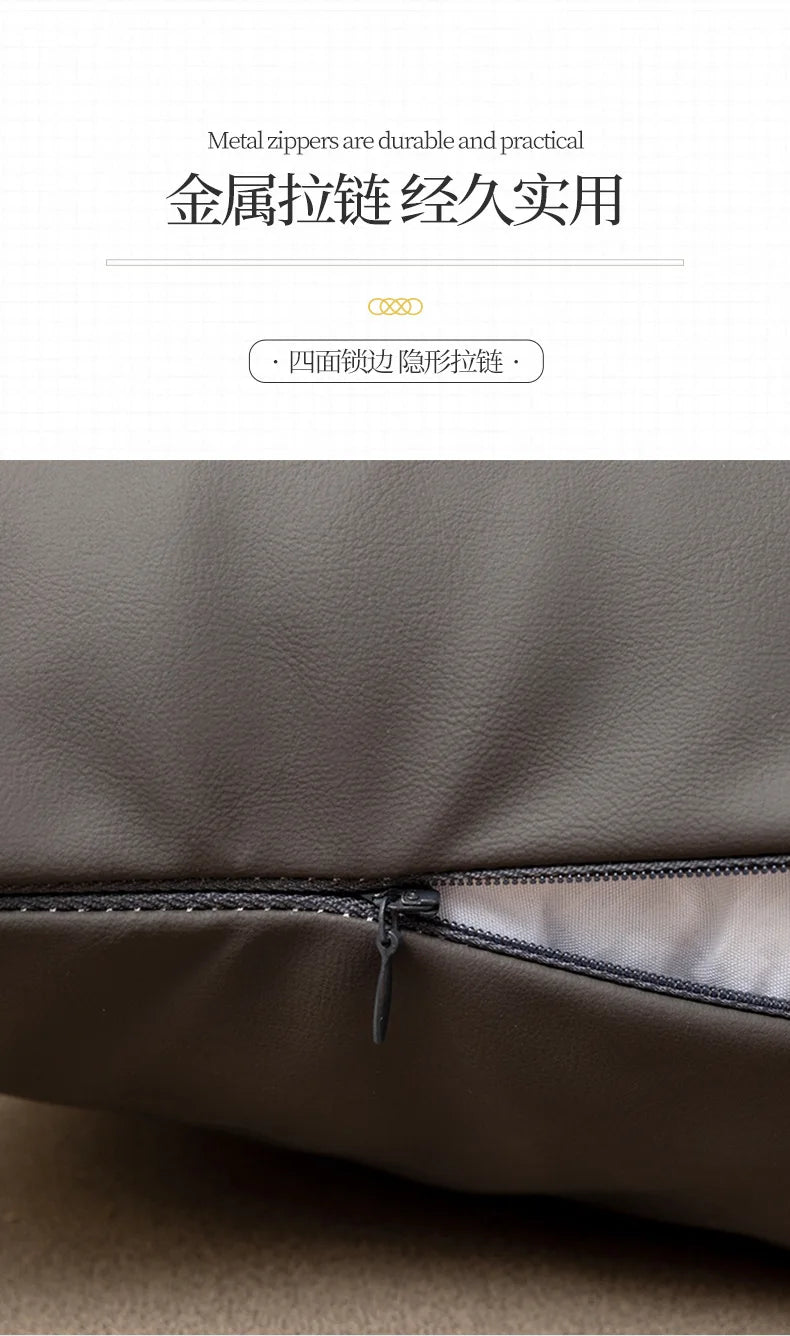 Luxury Tech Fabric Sofa Cushion Waterproof Faux Leather Wash-Free Pillow for Living Room Bedroom Bedside and Lumbar Support