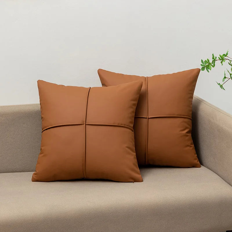 Luxury Tech Fabric Sofa Cushion Waterproof Faux Leather Wash-Free Pillow for Living Room Bedroom Bedside and Lumbar Support