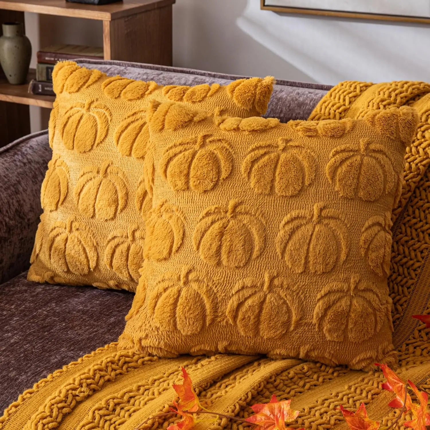 Chenille Throw Pillow Covers Green Soft Solid Cushion Cover for Sofa Living Room Plush Accent Spring Pillowcases for Home Decor