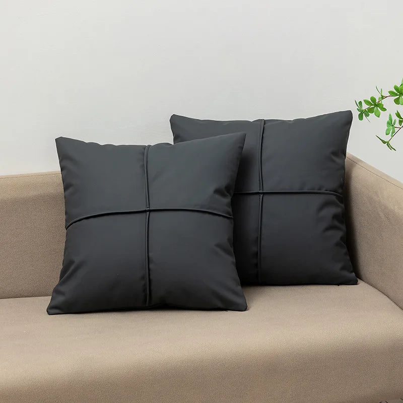 Luxury Tech Fabric Sofa Cushion Waterproof Faux Leather Wash-Free Pillow for Living Room Bedroom Bedside and Lumbar Support