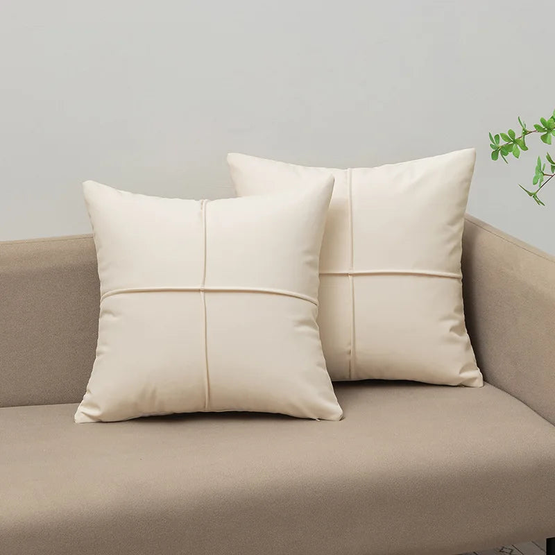 Luxury Tech Fabric Sofa Cushion Waterproof Faux Leather Wash-Free Pillow for Living Room Bedroom Bedside and Lumbar Support