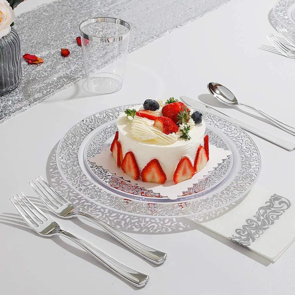 40/20pcs Gold Plastic Plates,Party Dinner Plates and Salad/Dessert Plates Combo,Heavy Duty Plastic Plates for Parties Wedding