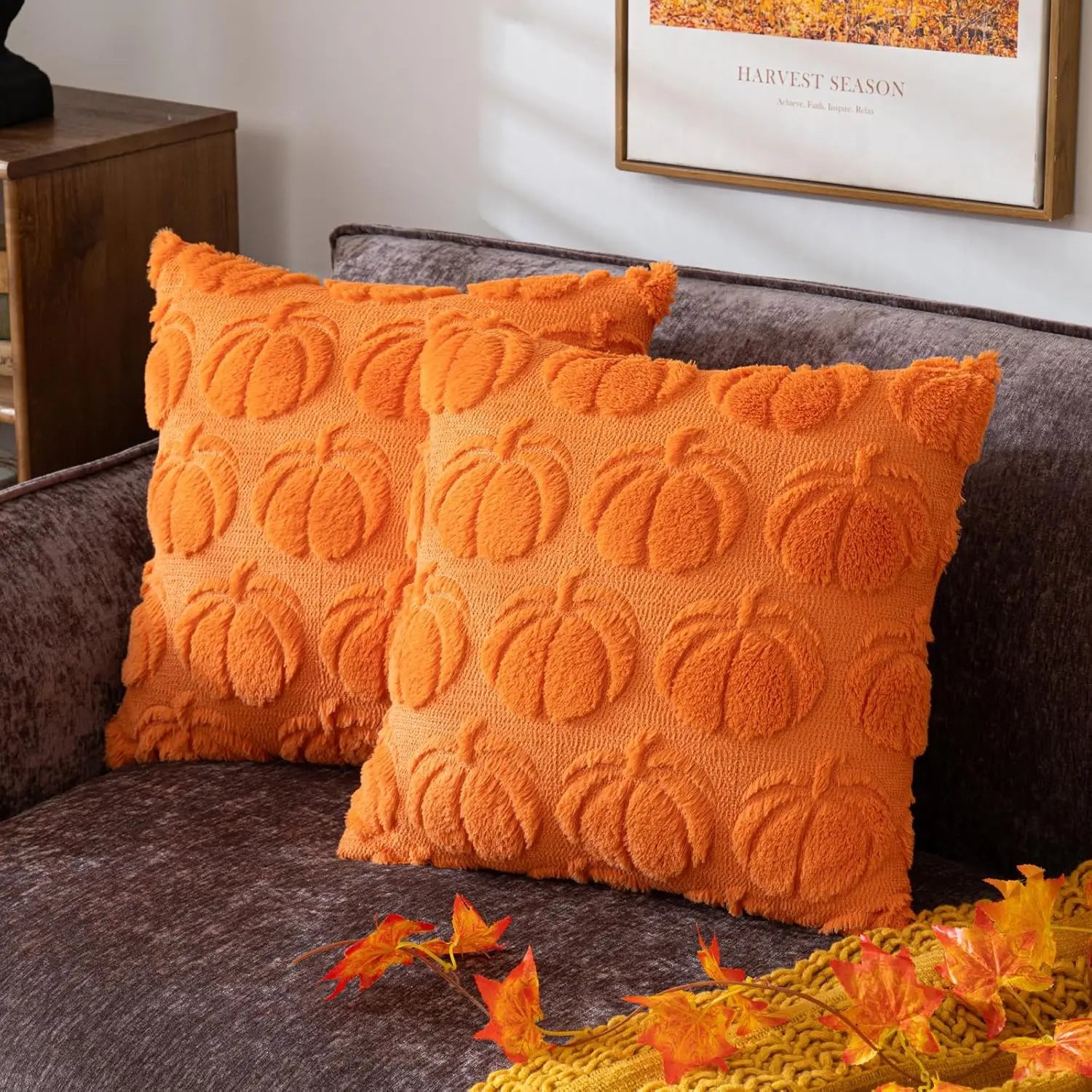 Chenille Throw Pillow Covers Green Soft Solid Cushion Cover for Sofa Living Room Plush Accent Spring Pillowcases for Home Decor
