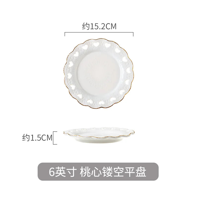 Nordic Salad Plate Golden Inlay Dinner Dish Marble Pattern Steak Plates Home Hotel Ceramic Food Dishes Tray Drop Shipping