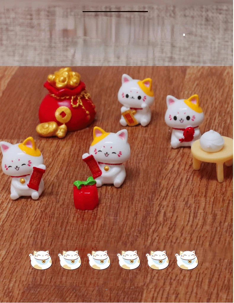 Micro Landscape Ornaments, Cute Lucky Cat Resin Crafts, Car Center Console Ornaments, Home Decoration Gifts