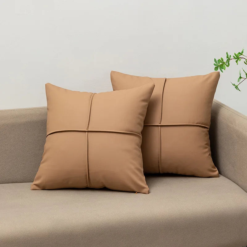 Luxury Tech Fabric Sofa Cushion Waterproof Faux Leather Wash-Free Pillow for Living Room Bedroom Bedside and Lumbar Support