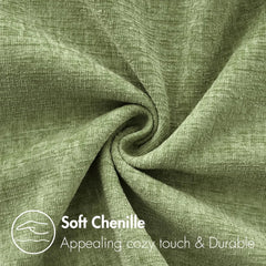 Chenille Throw Pillow Covers Green Soft Solid Cushion Cover for Sofa Living Room Plush Accent Spring Pillowcases for Home Decor