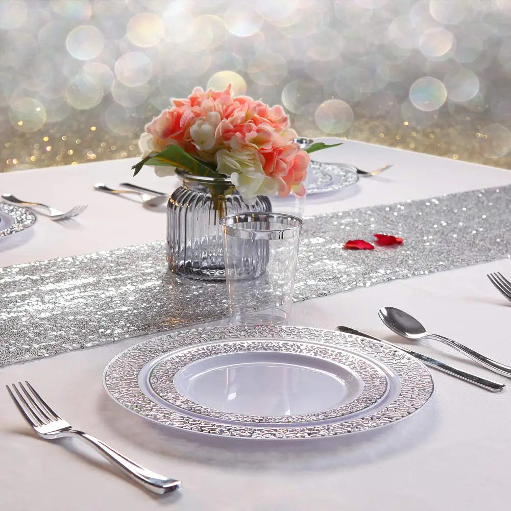 40/20pcs Gold Plastic Plates,Party Dinner Plates and Salad/Dessert Plates Combo,Heavy Duty Plastic Plates for Parties Wedding